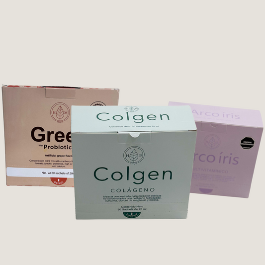 Pack Amor & Amistad – Colágeno + Green + Multivitamínico Arcoíris (45 sobres)